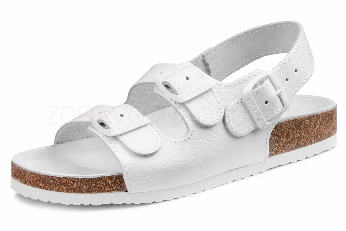 Kožená ortopedická obuv sandále biele